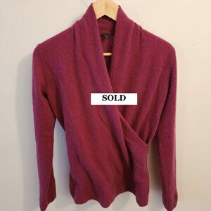 41 Hawthorn Berry Pink Magenta 100% Cashmere Wrap Sweater Sz Small Coquette Lux